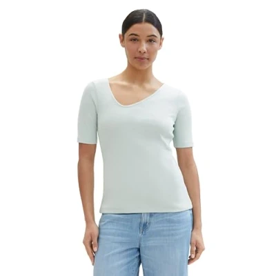 Afbeelding van TOM Tailor Tshirt basic, Dames, Maat: Medium, Sea foam