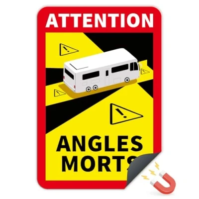 Afbeelding van Finest Folia Angles Morts magneetfolie elk 25 x 17 cm voor voertuigen vanaf 3,5 t in Frankrijk, waarschuwing dode hoek, magneet, uv bestendig, weerbestendig, duurzaam, magnetisch, RV004