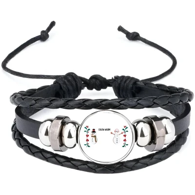 Afbeelding van Akyol kerst sneeuwpoppen met eigen naam armband zwart Kerstmis beker winter christmas cadeau