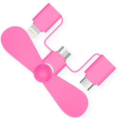 Afbeelding van iMoshion 3 in 1 smartphone ventilator Lightning, USB C &amp; Micro Roze