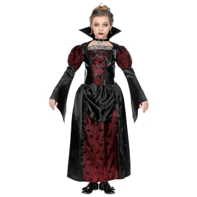 Afbeelding van Widmann Vampier &amp; Dracula Kostuum Statige Gravin Anastasia Meisje Rood, Zwart Maat 158 Halloween Verkleedkleding