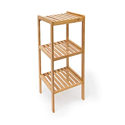 Afbeelding van Relaxdays badkamerrek bamboe, met 3 planken, HxBxD: ca. 79 x 33 cm, voor keuken of badkamer, stijlvol, natuur