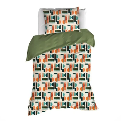 Afbeelding van Dekbedovertrek De Witte Lietaer Lisboa Grenoble Green Percal 140 x 200 / 220 cm 1 Persoons