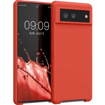 Afbeelding van kwmobile telefoonhoesje geschikt voor Google Pixel 6 Hoesje met siliconen coating Smartphone case in mandarijn oranje