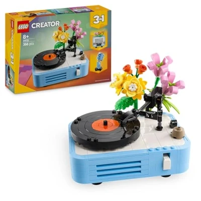 Afbeelding van Platenspeler met bloemen