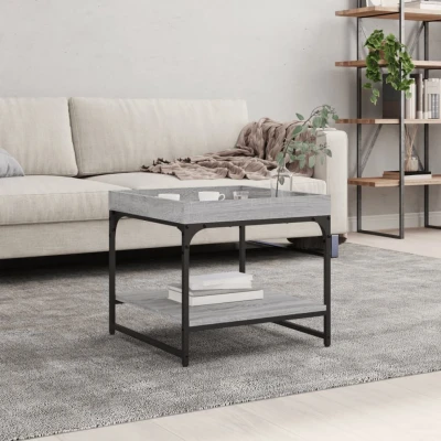 Afbeelding van Salontafel 49,5x49,5x45 cm bewerkt hout grijs sonoma eikenkleur