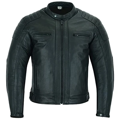Afbeelding van Motorjas heren leer met pantser Echt CE gepantserd (EN 1621 1) Winter of Zomer Gewatteerde steken Texpeed Zwart 4XL