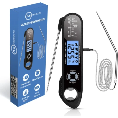 Afbeelding van Vleesthermometer Oventhermometer BBQ Thermometer Draadloos Keukenthermometer Digitaal Alarm Functie Zwart