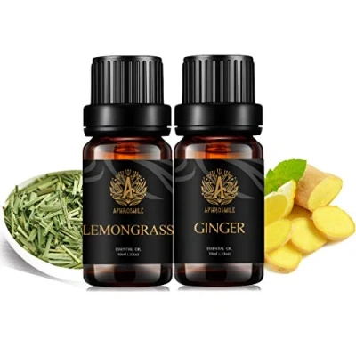 Afbeelding van Aromatherapie Gember Essentiële Olie Set voor Diffuser, 2X10ml 100% Pure Citroengras Oliën Kit Luchtbevochtiger Citroengras, Oliën, Olie,