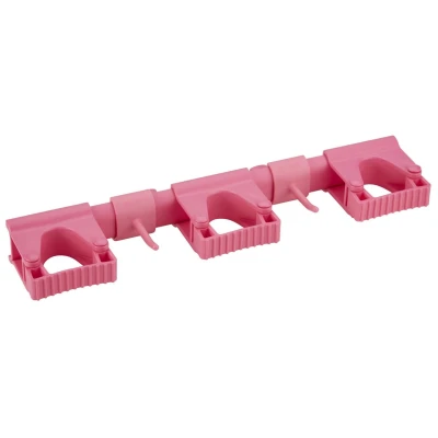 Afbeelding van Vikan Ophangsystemen Hygiene Hi Flex Ophangsysteem met 3 Rubber Band Klemmen en 2 Haken Roze 420mm