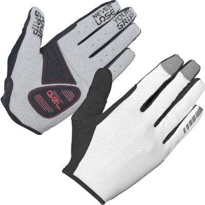 Afbeelding van GripGrab Shark Padded Lange Vinger Zomer MTB Gravel Fietshandschoenen met Padding Wit Unisex Maat XXL