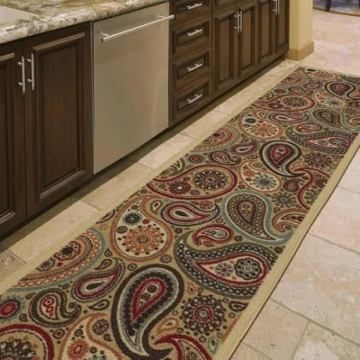 Afbeelding van Ottomanson Ottohome Collection Antislip Rubberback Paisley Design 2x7 indoor Runner tapijt, 1&#039;10&quot; x 7&#039;, beige