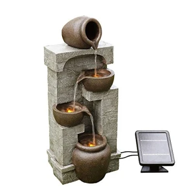 Afbeelding van Teamson Home Buiten Tuin Water Fontein Waterornament Zonne Energie 4 Lagen Pot Ontwerp Waterval Tuindecoratie Binnen &amp; Met Pomp 31 x 26.2 72.4 (cm)