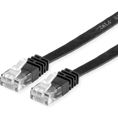 Afbeelding van VALUE patchkabel Cat.6 (Klasse E) UTP, extra plat, zwart, 3 m