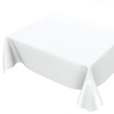 Afbeelding van Anro Afwasbaar tafelzeil effen kleur, glanzend, met gesneden rand, wit, 100 x 140 cm