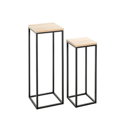 Afbeelding van HAKU Möbel Bloemenzuil set van 2 eiken, zwart, MDF, metaal Maat: B 19/23 cm x H Blumensäule 2er Set/67 D cm, Stijl: Modern
