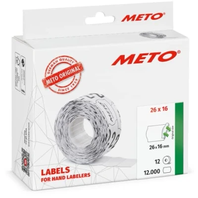 Afbeelding van Meto Classic etiketten wit 26x16mm afneembare lijmlaag (12x1000 stuks)