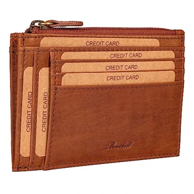 Afbeelding van Benthill lederen creditcard etui slanke portemonnee van echt leer Smalle met creditcardvakjes en muntvak Mini Wallet, zwart, Normaal