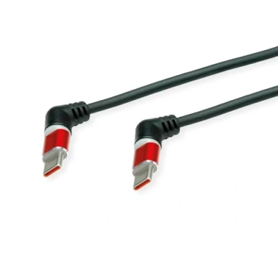 Afbeelding van ROLINE 360 Rotatie USB 2.0 Kabel, Type C C, M/M, 60W, rood / zwart, 2 m