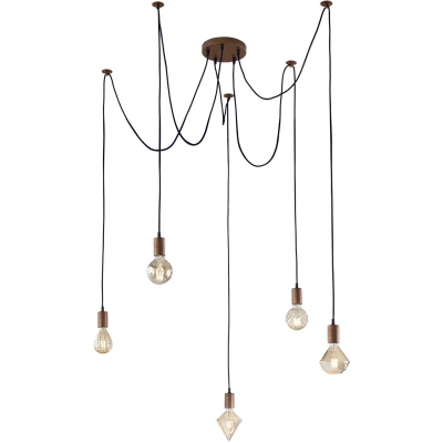 Afbeelding van TRIO CORD Hanglamp Koper antiek excl. 5x E27 60W
