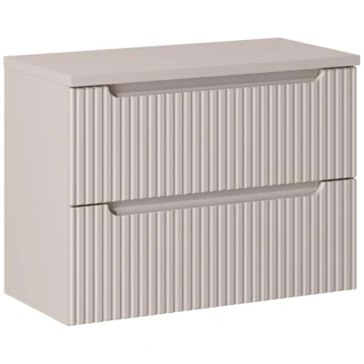 Afbeelding van Lomadox Badkamer wastafelonderkast 80 cm, kasjmier, gegroefde voorkant 2 softclose laden
