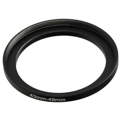 Afbeelding van vhbw Step Up ring adapter van 43 mm naar 49 voor cameralens filteradapter, metaal, zwart