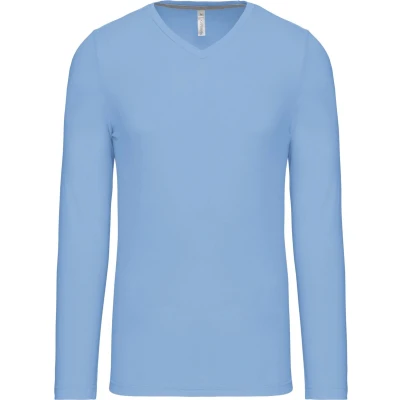 Afbeelding van Kariban T shirt V hals lange mouwen K358 sky blue XXL