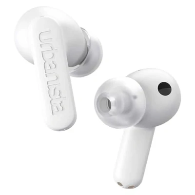Afbeelding van Urbanista Atlanta Hybrid Active Noise Cancelling Wireless Earbuds, Deep Bass Spatwaterbestendige Koptelefoon, Bluetooth Multipoint Oordopjes, Transparantie Modus, Draadloze Oplaadcase, Puur Wit