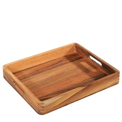 Afbeelding van Zassenhaus Serveerdienblad acaciahout dienblad met handgrepen ontbijtdienblad houten decoratie tablet voor servies duurzaam geteeld hardhout 44 x 36 6 cm, acacia