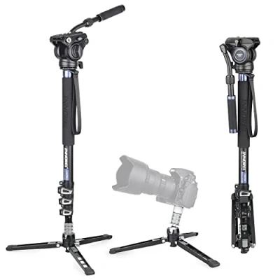 Afbeelding van INNOREL VM70K Professionele Video Monopod &amp; Fluid Head Kit Verwijderbare Statief Base en Flexibele Stand voor DSLR Telescopische Camera Camcorders met F60 Head, Tas (VM70K+F60)