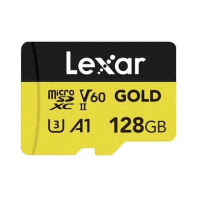 Afbeelding van Lexar GOLD 128GB Micro SD kaart, microSDXC UHS II Flash geheugenkaart, V60, U3, A1, C10 microSD tot 280 MB/s Lezen, voor drone/actiecamera/UHS draagbaar gamingapparaat (LMSGOLD128G BNNNG)