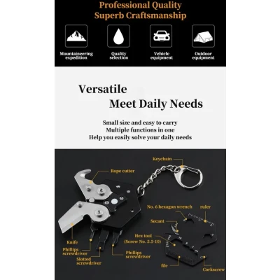 Afbeelding van SurvivalMaster Keychain Multifunctionele outdoor tool sleutelhanger Survival Bos 11 delig