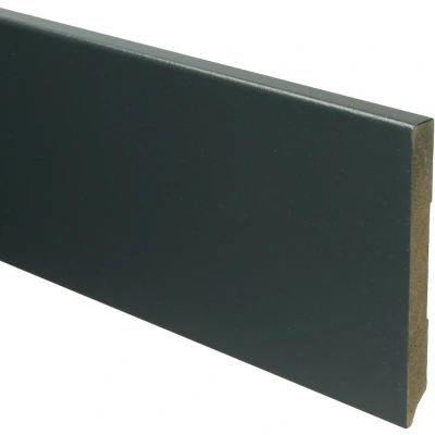 Afbeelding van Sfeerplinten MDF Moderne Plint 120x12mm Antracietgrijs Voorgelakt RAL 7016 5 stuks Lengte 2.4m Voordelig plinten kopen Eenvoudige installatie met montagekit of spijkers Woodstep