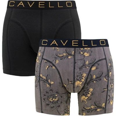Afbeelding van Cavello 2P boxers basic flowers zwart &amp; bruin M