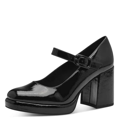 Afbeelding van MARCO TOZZI Damespomp met riem 2 24405 43 pumps, zwart (patent), 40 EU