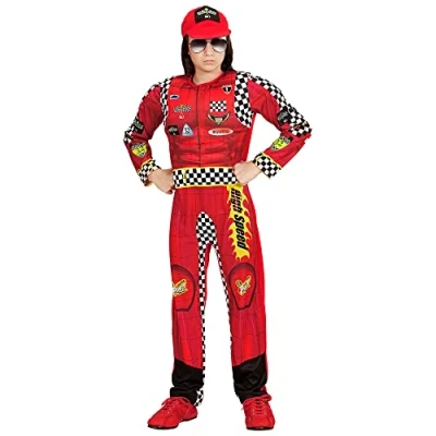 Afbeelding van Widmann Formule 1 Kostuum Coureur High Power Speed Kind Bruin Maat 128 Carnavalskleding Verkleedkleding