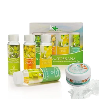 Afbeelding van sauna set KK infusie 4 x 100 ml + 50g mentholkristallen concentraat (Toscane, incl. 50 g mentholkristallen)