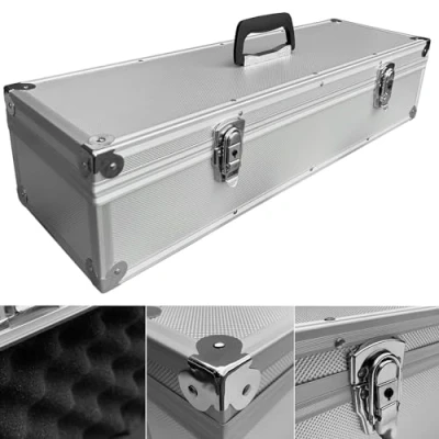Afbeelding van aluminium koffer, zilver, uitneembaar deksel met kubusschuim, gereedschapskoffer, 650 x 200 150 mm (l b h)