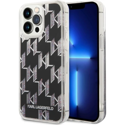 Afbeelding van Apple iPhone 14 Pro Max Glitter Hoesje Kunststof Karl Lagerfeld Hardcase/Backcover Zwart Telefoonhoesje