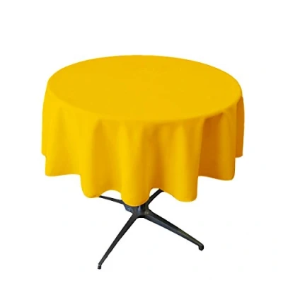 Afbeelding van LA Linen Polyester Poplin rond tafelkleed, 142 cm, geel donker, TCpop58R_YellowDrkP47