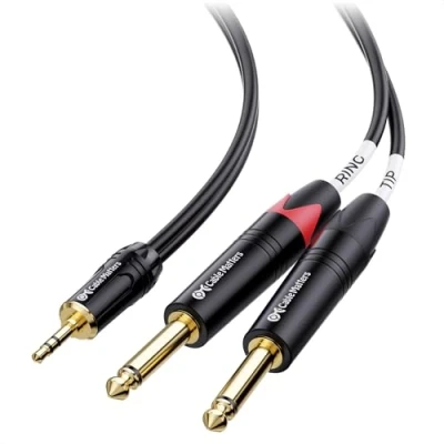 Afbeelding van Cable Matters 3,5mm TRS naar dual 6,35mm TS Breakout kabel 1,8 mtr, 1/8 1/4