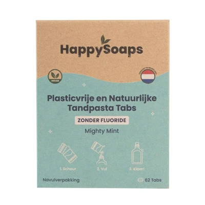 Afbeelding van Happysoaps Zonder Fluoride Tandpasta Navulling Tabs 130GR