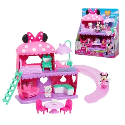 Afbeelding van Just Play Disney Junior Minnie Mouse Speelset met twee verdiepingen speelfiguren en Snowpuff 12 accessoires, vanaf 3 jaar