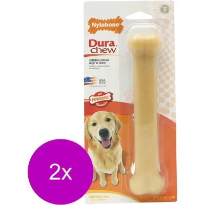 Afbeelding van Nylabone Durachew Bone Giant L Hondenspeelgoed 2 x Beige