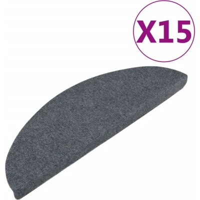 Afbeelding van vidaXL Trapmatten zelfklevend 15 st 56x17x3 cm grijs