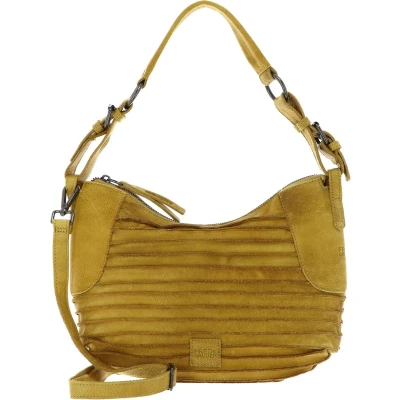 Afbeelding van FREDsBRUDER Leren Schoudertas Riffel Fectors Midi Hobo Bag Capri Yellow Geel