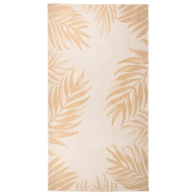 Afbeelding van Buitenkleed met bladpatroon platgeweven 80x150 cm