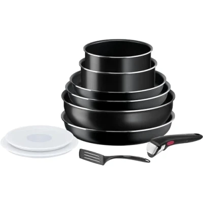 Afbeelding van Tefal Ingenio Kookgerei, 10 stuks, pannen, potten, wok, deksel, handvat, niet inductie, antiaanbaklaag, stapelbaar, vaatwasmachinebestendig, gemaakt in Frankrijk, Easy On L1599802