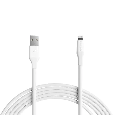 Afbeelding van Amazon Basics USB A naar Lightning oplaadkabel, MFi gecertificeerde oplader voor Apple iPhone 14, 13, 12, 11, X, Xs Pro, Pro Max, Plus, iPad, 3 m, wit