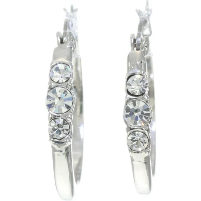 Afbeelding van Behave Oorbellen oorringen dames zilver kleur steentjes 2 cm